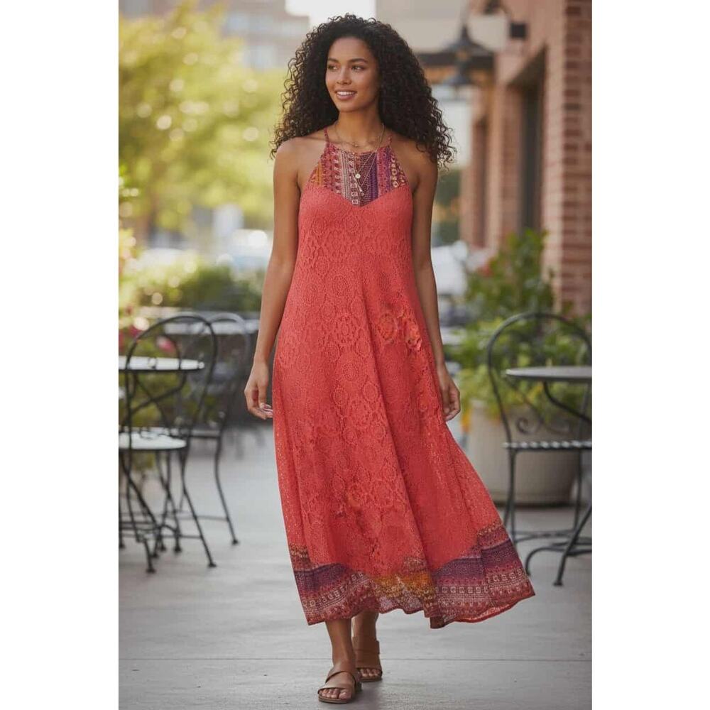 Maurice's Women's Small Coral Pink Lace Summer Dress‎
